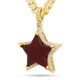 King Ice Ruby Star Necklace - 14K Gold