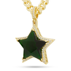 King Ice Emerald Star Necklace - 14K Gold