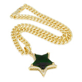 King Ice Emerald Star Necklace - 14K Gold