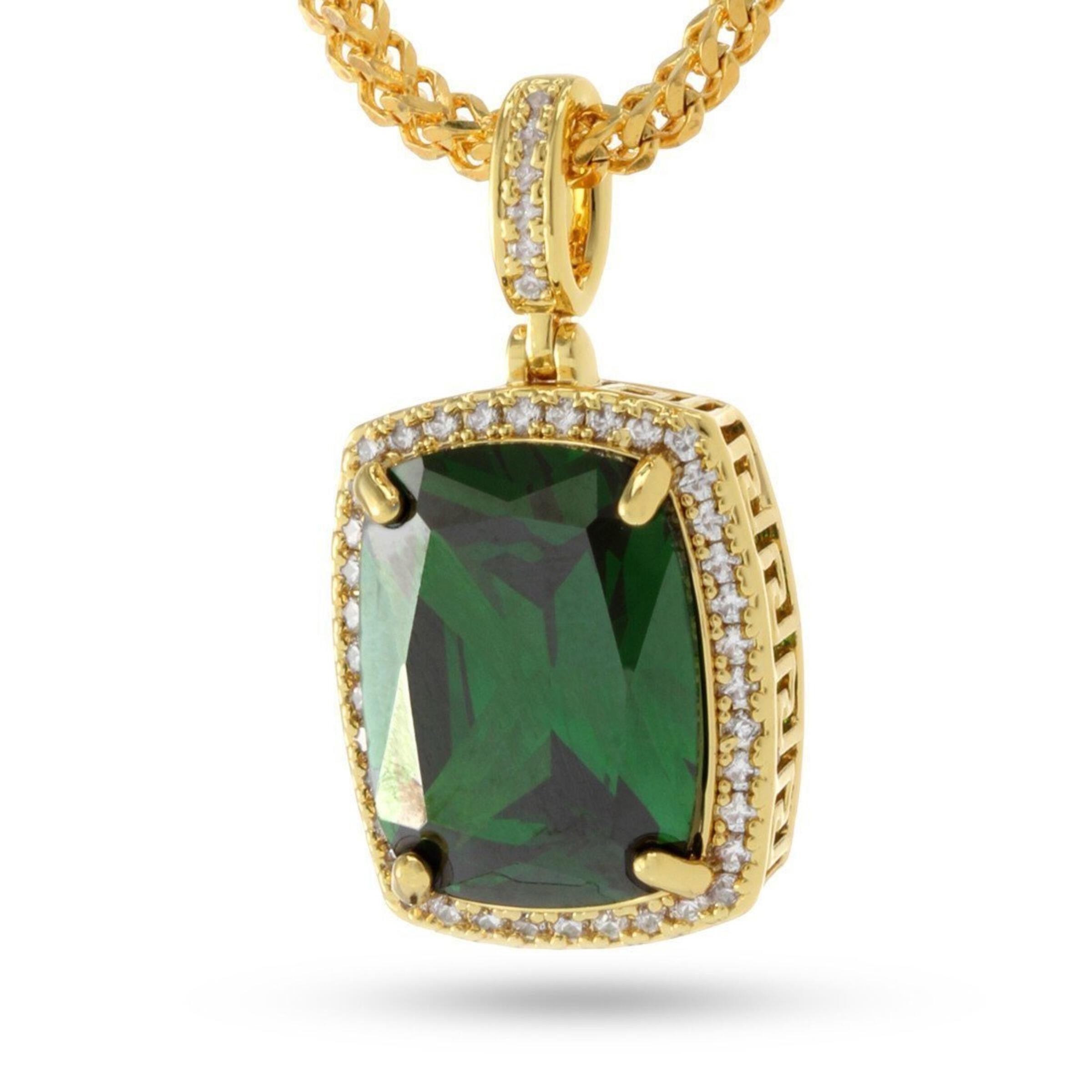 King Ice Emerald Crown Julz Necklace - 14K Gold
