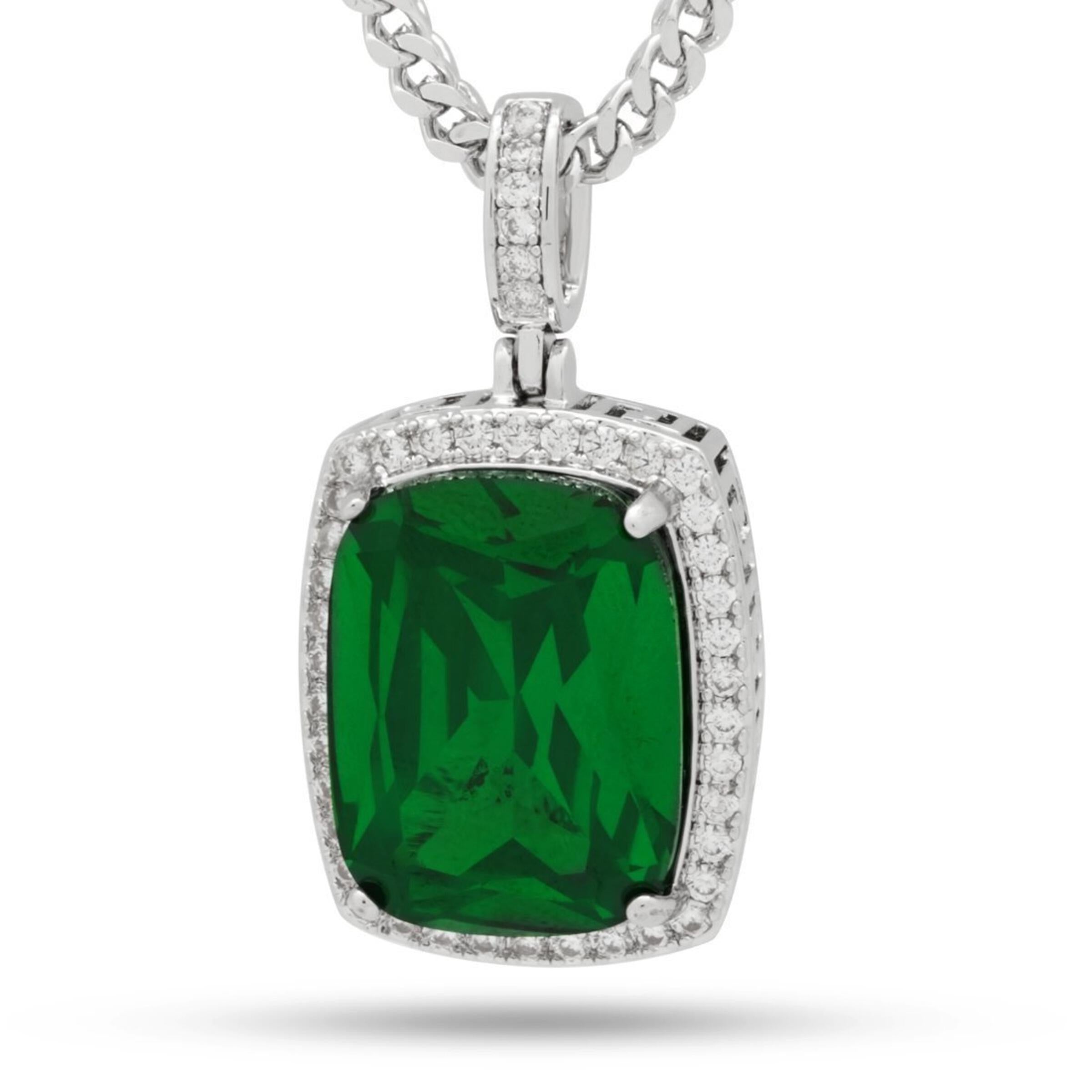 King Ice Emerald Crown Julz Necklace - White Gold