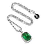 King Ice Emerald Crown Julz Necklace - White Gold