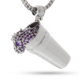 King Ice Purple Drank Necklace - White Gold