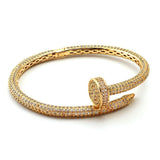 King Ice 5mm Iced Studded NailBangle Bracelet - 14K Gold