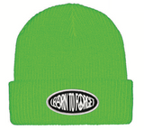 Learn to Forget oval patch beanie - Safety Green