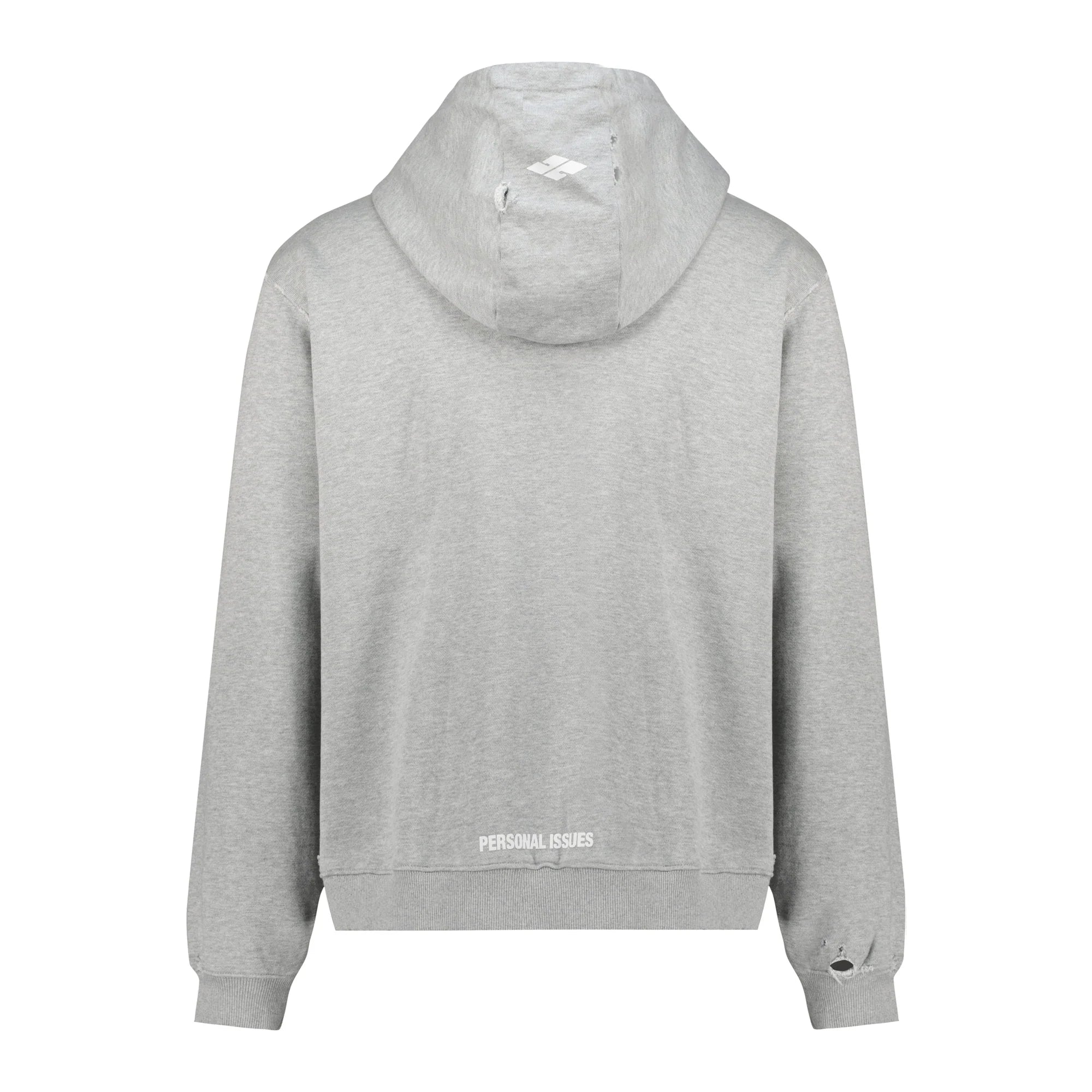 Personal Issues Destroyed Zip Up Hoodie - Light Grey