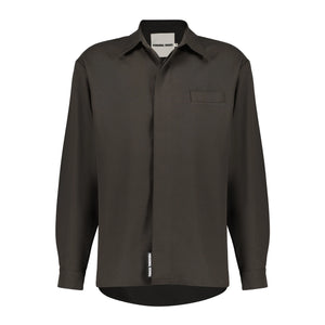Personal Issues Long Sleeve Oversized Shirt -  Dark Khaki