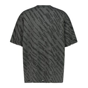 Personal Issues Stamped & Destroyed Oversized Tshirt - Textured Grey