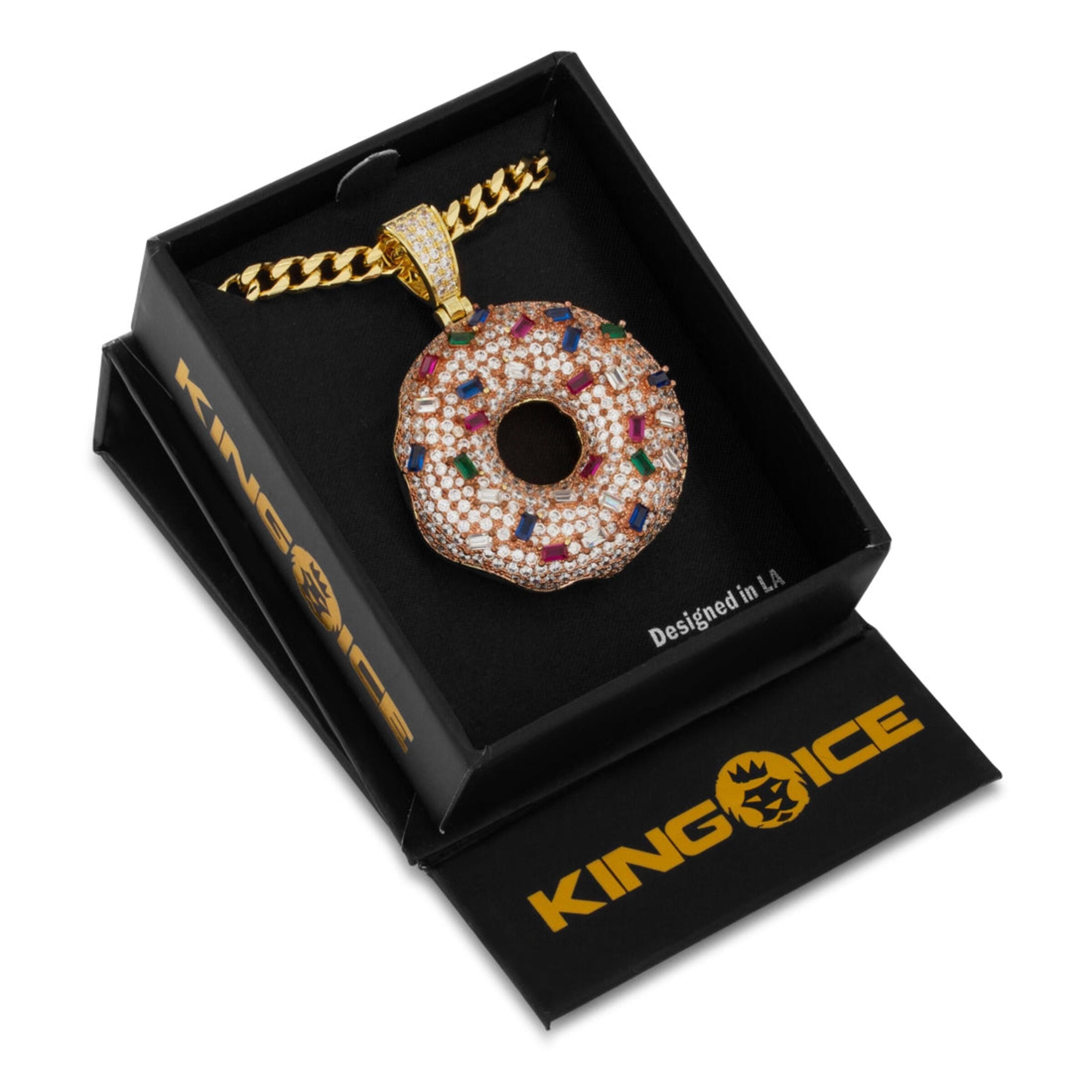 King Ice Pink Donut Necklace - 14K Gold