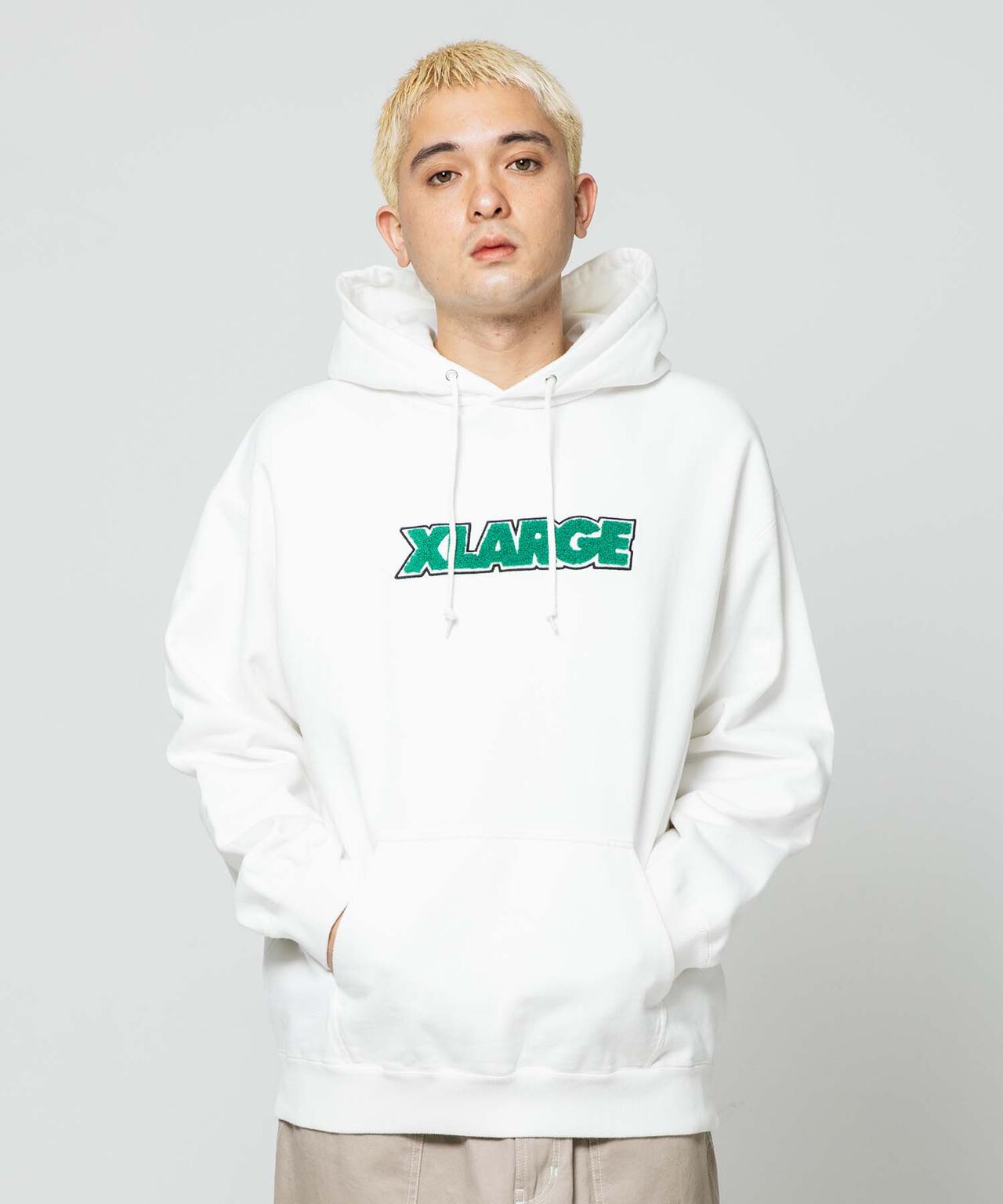 XLarge Two Tone Standard Logo Pullover Hooded Sweat - White