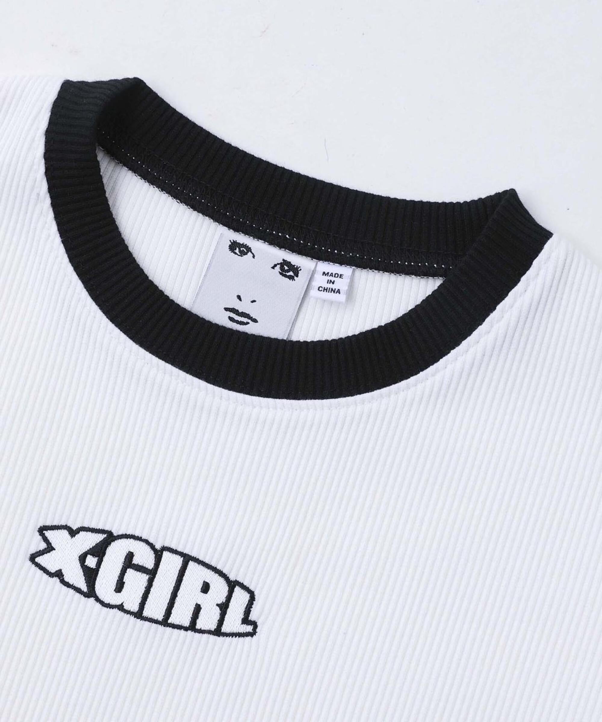 X-Girl RINGER BABY S/S TOP - White