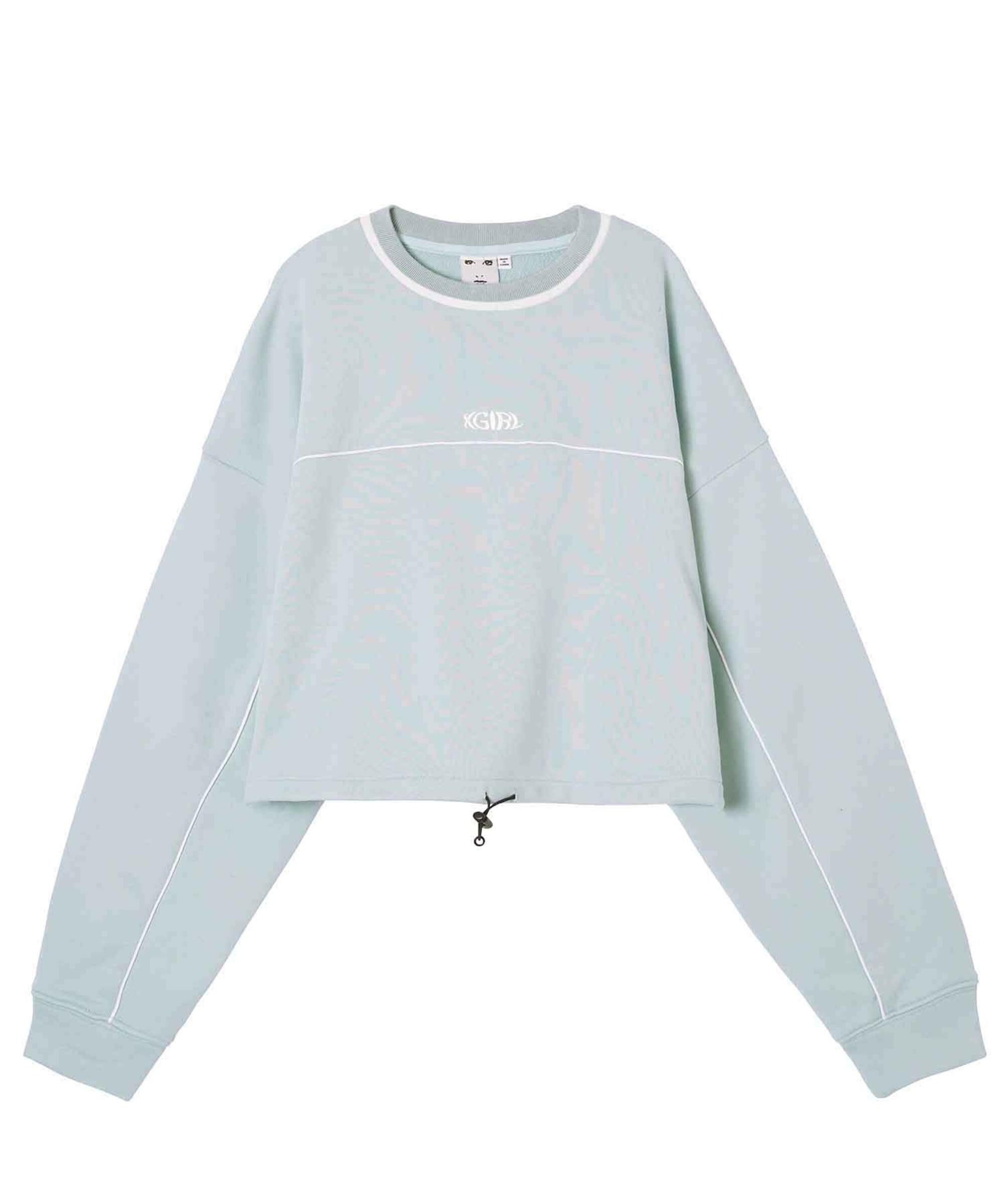 XGirl Contrast Line Cropped Sweat Top - Light Blue