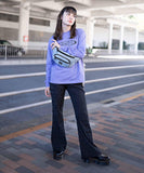 XGirl Hexagram Jersey Flare Pants - Black